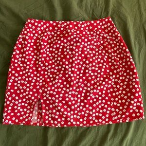 Red floral A-line Skirt